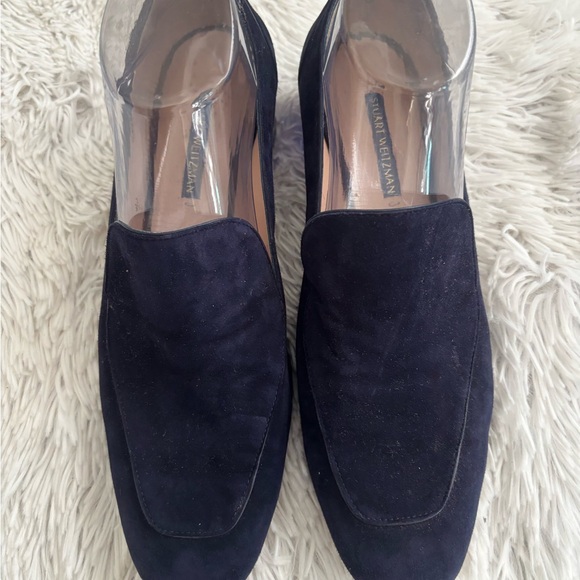 Stuart Weitzman Dark Blue Suede Loafers - Picture 5 of 6